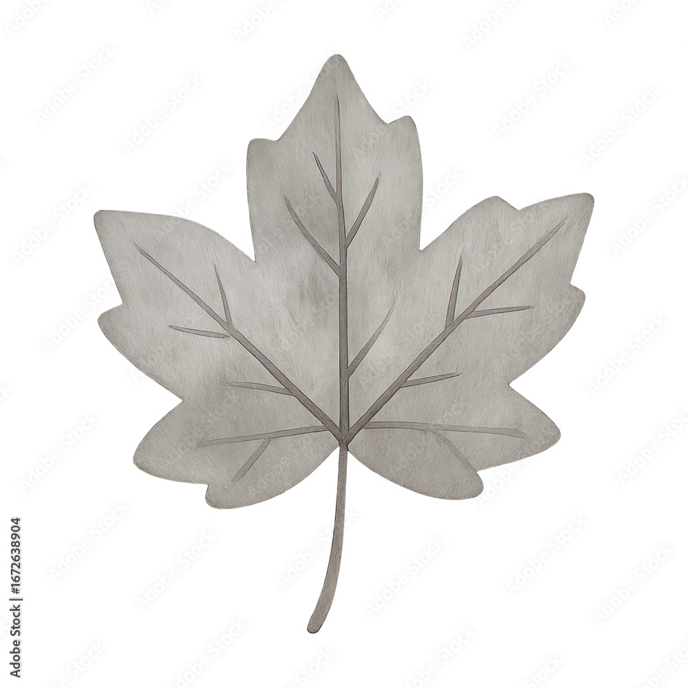 Fototapeta premium PNG Minimalistic metallic maple leaf design.