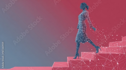 Abstract woman ascending stairs