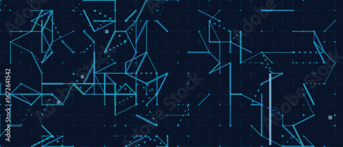 Futuristic vector tech background with geometric lines and patterns.