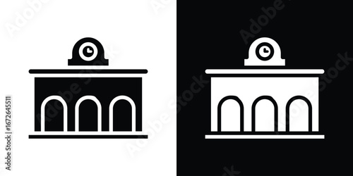 Train station building icon for web design. solid vector icons