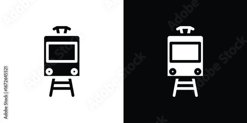 Train icon for web design. solid vector icons
