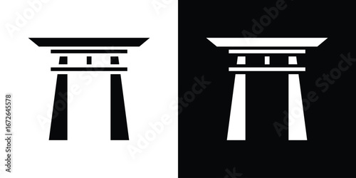Torii gate icon for web design. solid vector icons