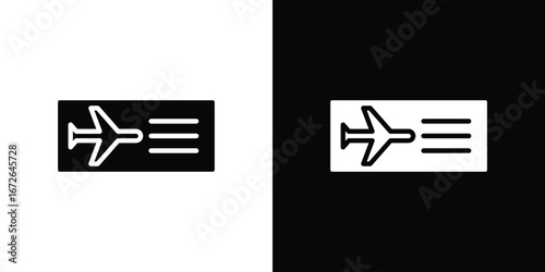 Ticket airline icon for web design. solid vector icons