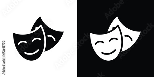 Theater masks icon for web design. solid vector icons