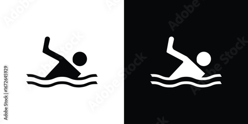 Swimmer icon for web design. solid vector icons
