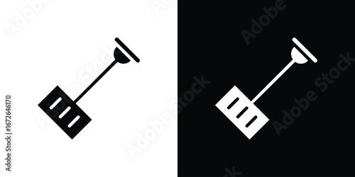 Snow shovel icon for web design. solid vector icons