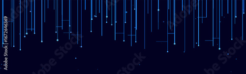 Futuristic digital blue lines background with falling data streams.