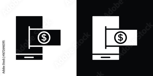 Send money smartphone icon for web design. solid vector icons