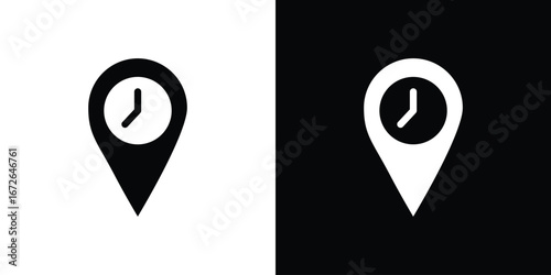 Real time location icon for web design. solid vector icons
