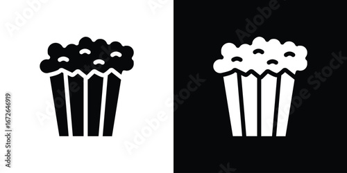 Popcorn icon for web design. solid vector icons