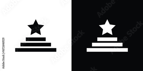 Podium star icon for web design. solid vector icons