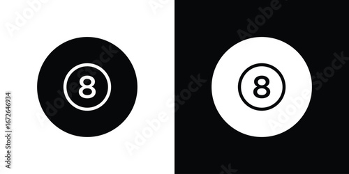 Pool 8 ball icon for web design. solid vector icons