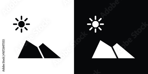 Mountain icon for web design. solid vector icons