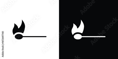 Match fire icon for web design. solid vector icons
