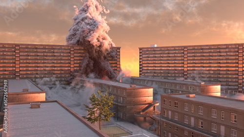 Fotografie 火災現場　3DCGレンダリング