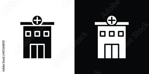 Hospital icon for web design. solid vector icons