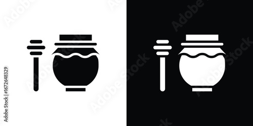 Honey pot icon for web design. solid vector icons
