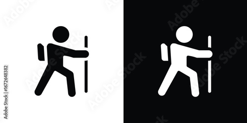 Hiking icon for web design. solid vector icons