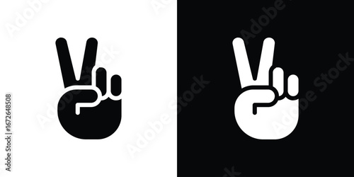 Hand peace icon for web design. solid vector icons