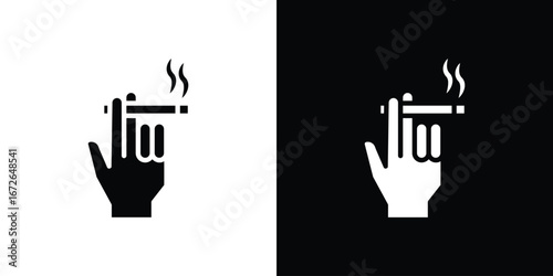 Hand holding cigarette icon for web design. solid vector icons