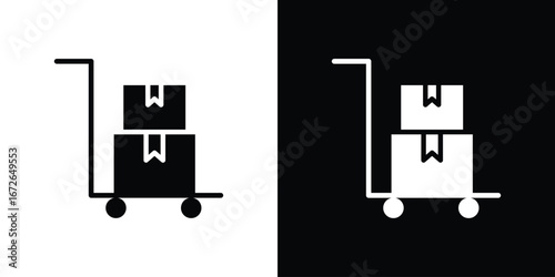Dolly flatbed icon for web design. solid vector icons