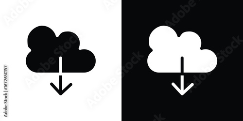 Cloud download icon for web design. solid vector icons