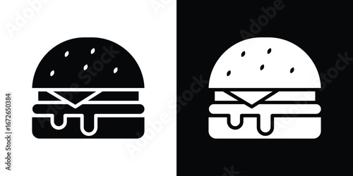 Cheese burger icon for web design. solid vector icons