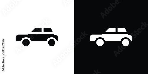 Car side view icon for web design. solid vector icons