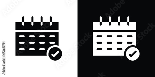 Calendar check icon for web design. solid vector icons