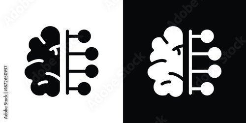 Brain circuit icon for web design. solid vector icons