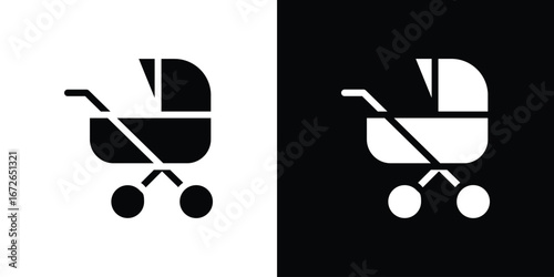 Baby carriage icon for web design. solid vector icons