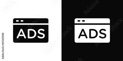 Ad icon for web design. solid vector icons