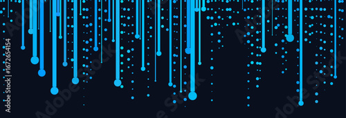 Abstract vector tech background with blue dots and lines on dark canvas.