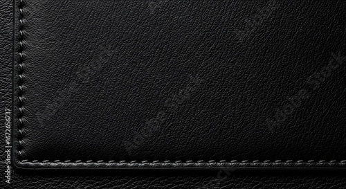 Wallpaper Mural Close-up of Black Leather Texture with Fine Stitching for Luxury Product Background Torontodigital.ca
