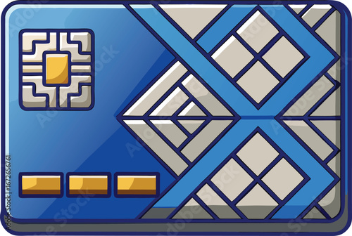 Chinese Singles Festival Elements Abstract Blue and Gray Geometric Design on a Modern Credit Card