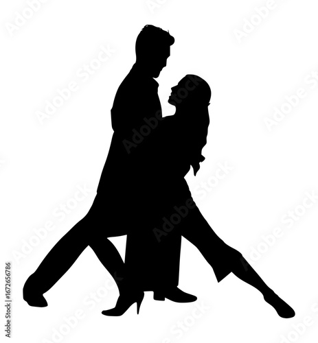 romantic tango dance silhouette of a couple performing elegant ballroom movements in a graceful pose	