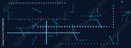 Futuristic digital interface with geometric patterns and dynamic lines.