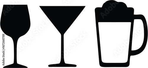 Bar Glass Icons illustration.