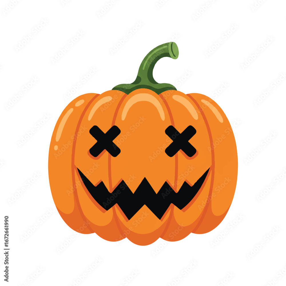 Naklejka premium A jack o' lantern vector illustration with a spooky face on a plain white background for Halloween.