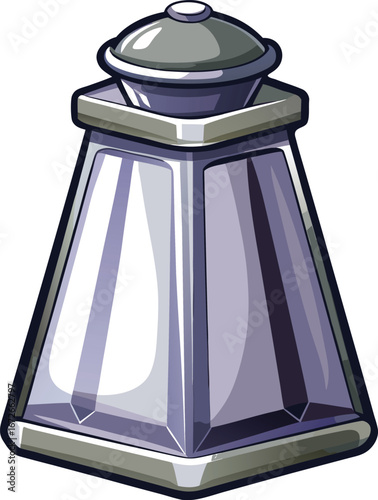 Singles Dining Experience Illustration of a Purple and Gray Salt or Pepper Shaker with a Domed Lid