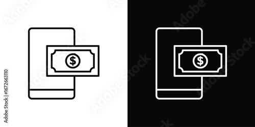 Send money smartphone icon Lineal Style Vector Illustration. Vector symbol pictogram