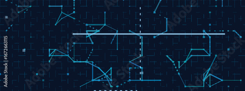 Abstract digital circuitry on dark blue vector tech background.