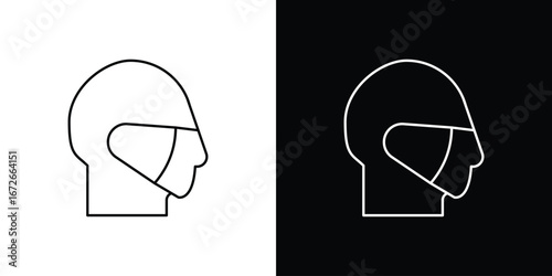 Person in mask icon Lineal Style Vector Illustration. Vector symbol pictogram