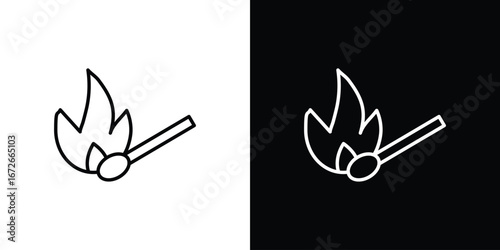 Match fire icon Lineal Style Vector Illustration. Vector symbol pictogram