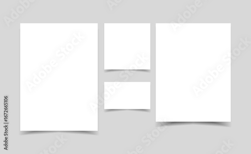 White paper file or folder mockup. A4 size paper mock up on isolated on white background. 3D illustration