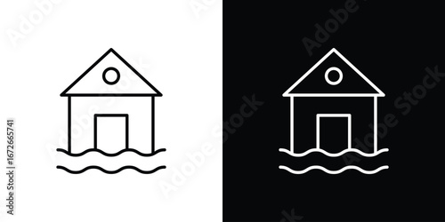 House flood icon Lineal Style Vector Illustration. Vector symbol pictogram