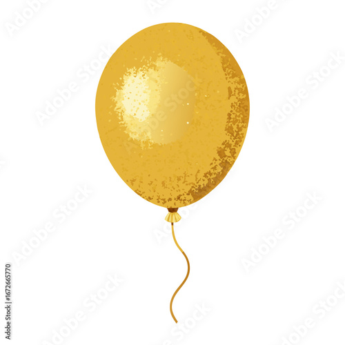 Shiny gold glitter balloon isolated on white background