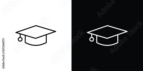 Graduation cap icon Lineal Style Vector Illustration. Vector symbol pictogram