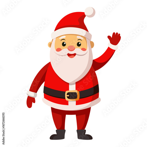 Santa claus waving happily isolated on white background