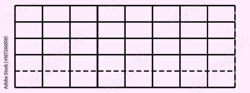 Geometric grid with dashed line on light background.